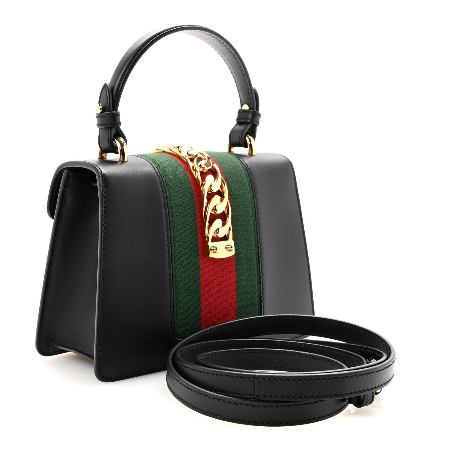 Calfskin Mini Sylvie Top Handle Bag Black