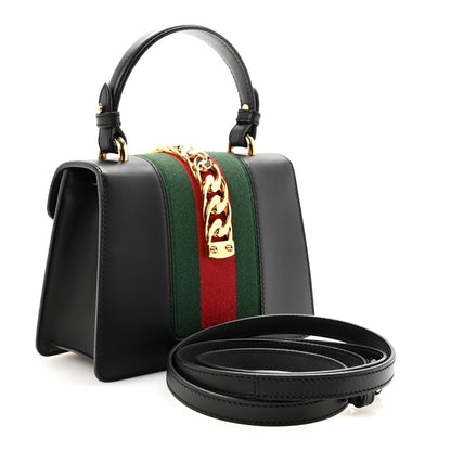 Gucci Calfskin Mini Sylvie Top Handle Bag Black 3 of 10