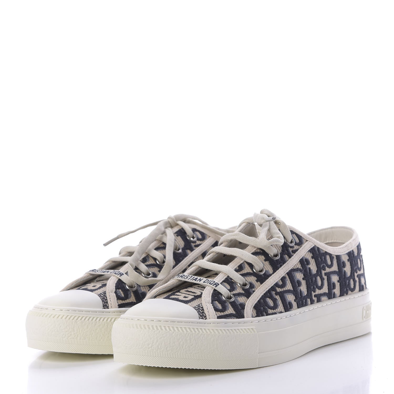 Christian Dior Canvas Oblique Walk'N'Dior Low Top Sneakers 39 Deep Blue 3 of 11