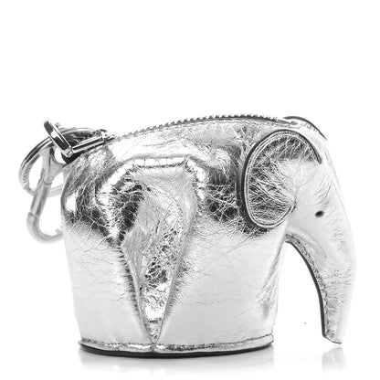 Loewe Metallic Calfskin Mini Elephant Coin Purse Silver 1 of 6
