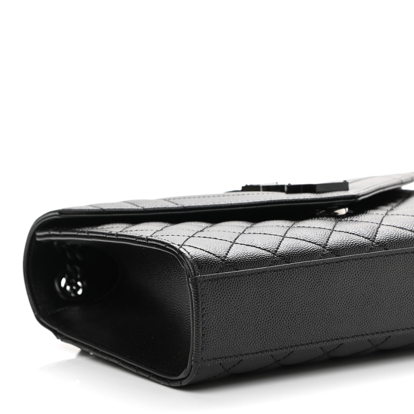 Grain De Poudre Textured Mixed Matelasse Triquilt Medium Monogram Satchel Black