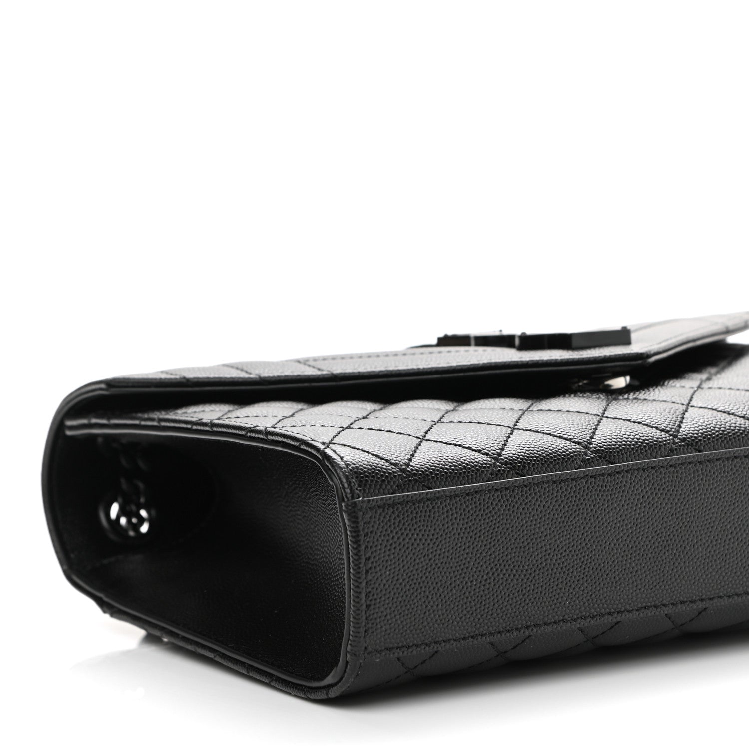 Saint Laurent Grain De Poudre Textured Mixed Matelasse Triquilt Medium Monogram Satchel Black 9 of 11