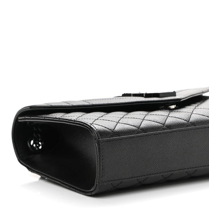 Saint Laurent Grain De Poudre Textured Mixed Matelasse Triquilt Medium Monogram Satchel Black 9 of 11