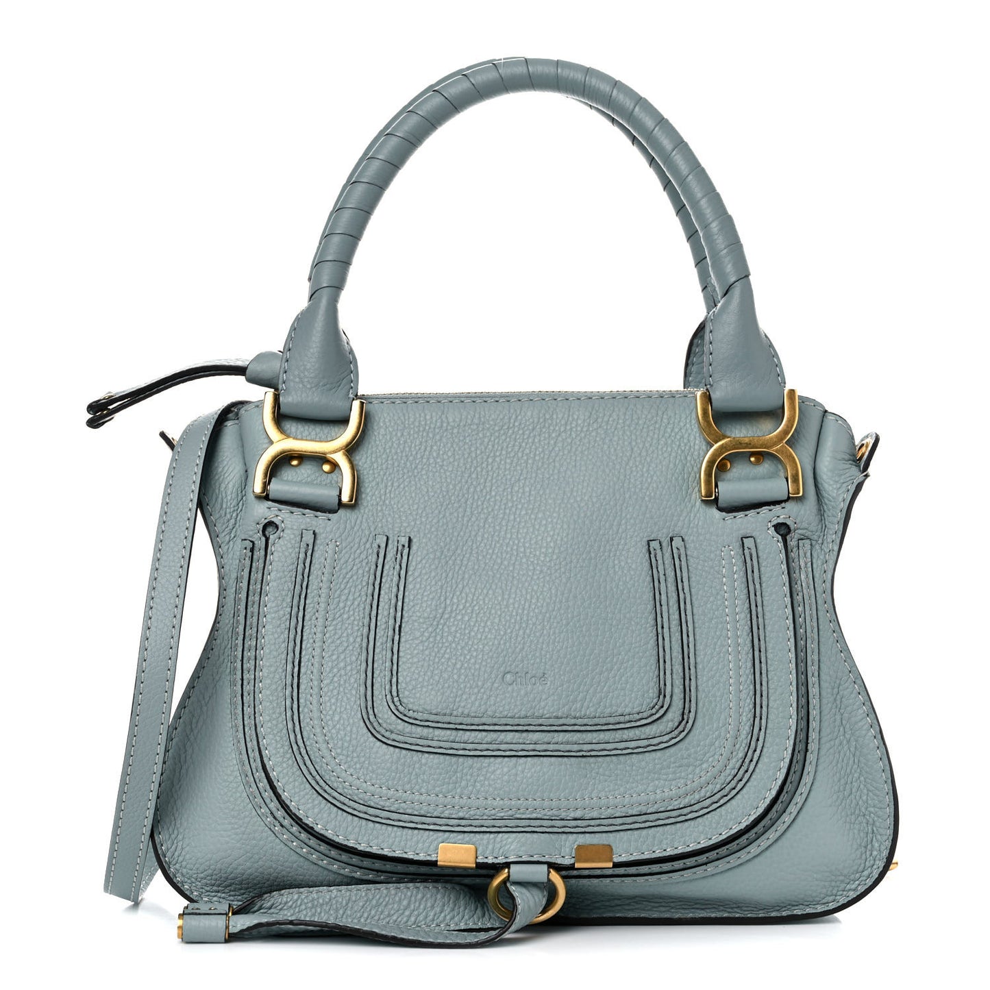 Calfskin Small Marcie Satchel Faded Blue