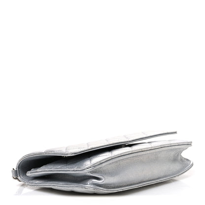Chanel Metallic Lambskin Quilted Wallet On Chain WOC Silver 3 of 11
