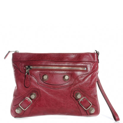 Balenciaga Agneau Giant 21 Silver Hardware Flat Handle Clutch Pourpre 1 of 7