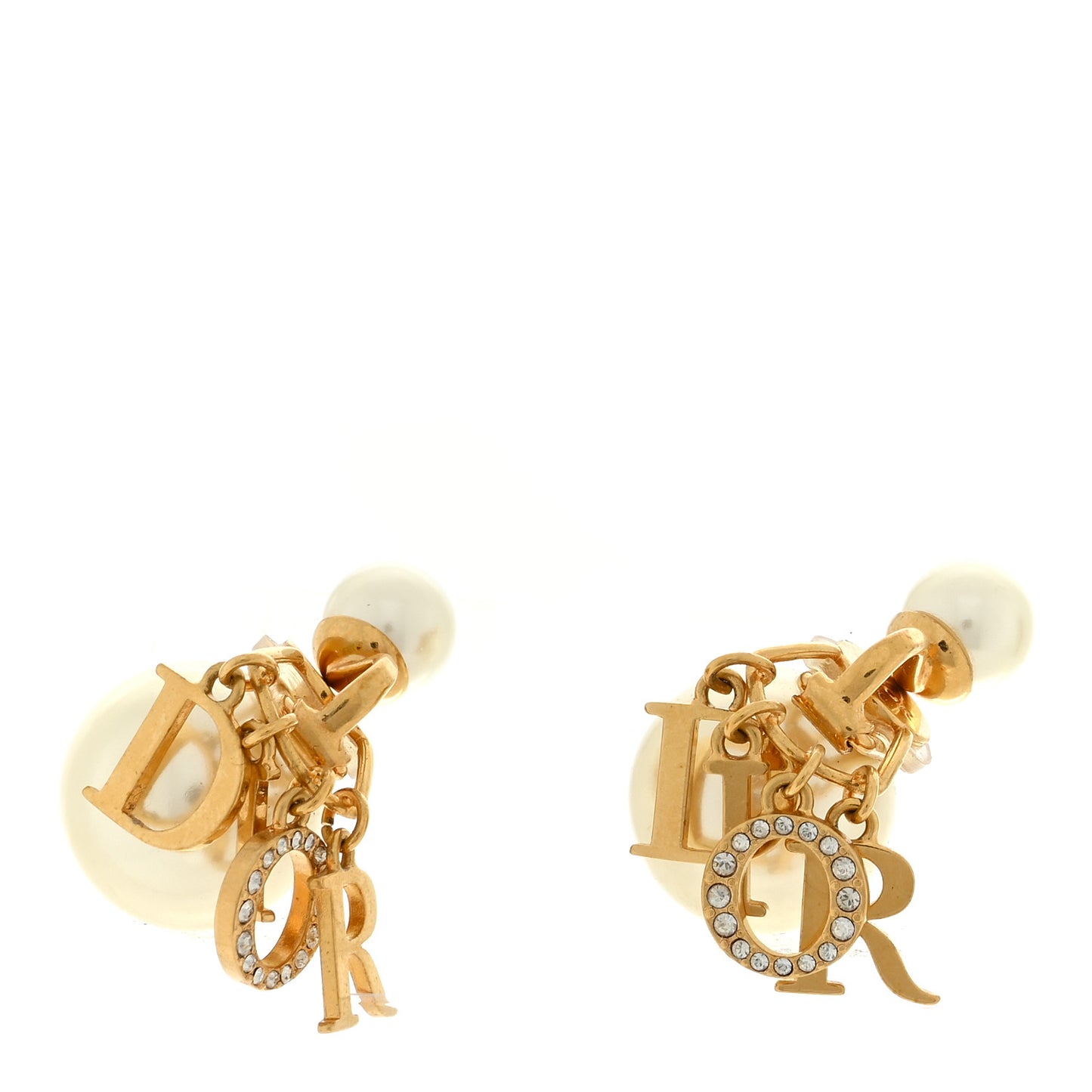 Metal Pearl Crystal Tribales Clip On Earrings Gold White