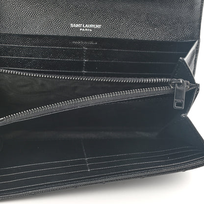 Saint Laurent Grain De Poudre Matelasse Chevron Monogram Flap Wallet Black 4 of 6