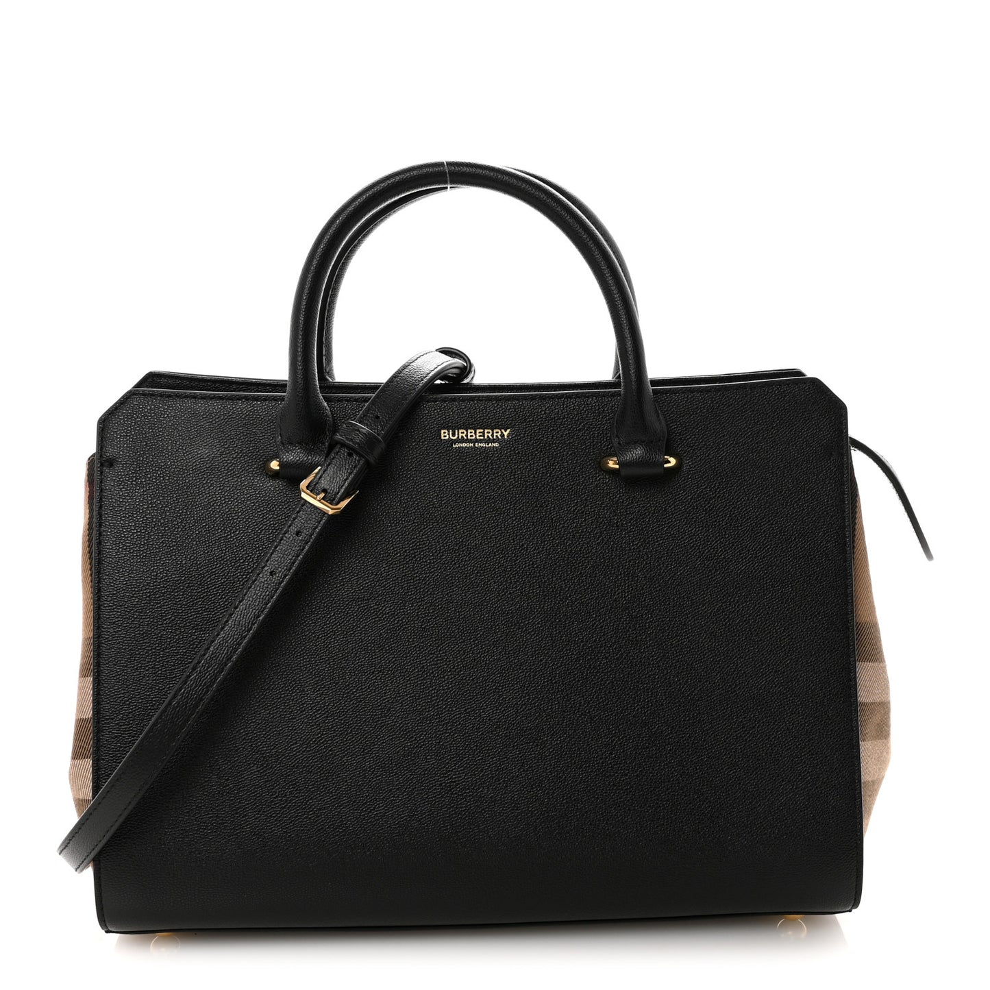 Calfskin Mega Check Small Banwell Tote Black