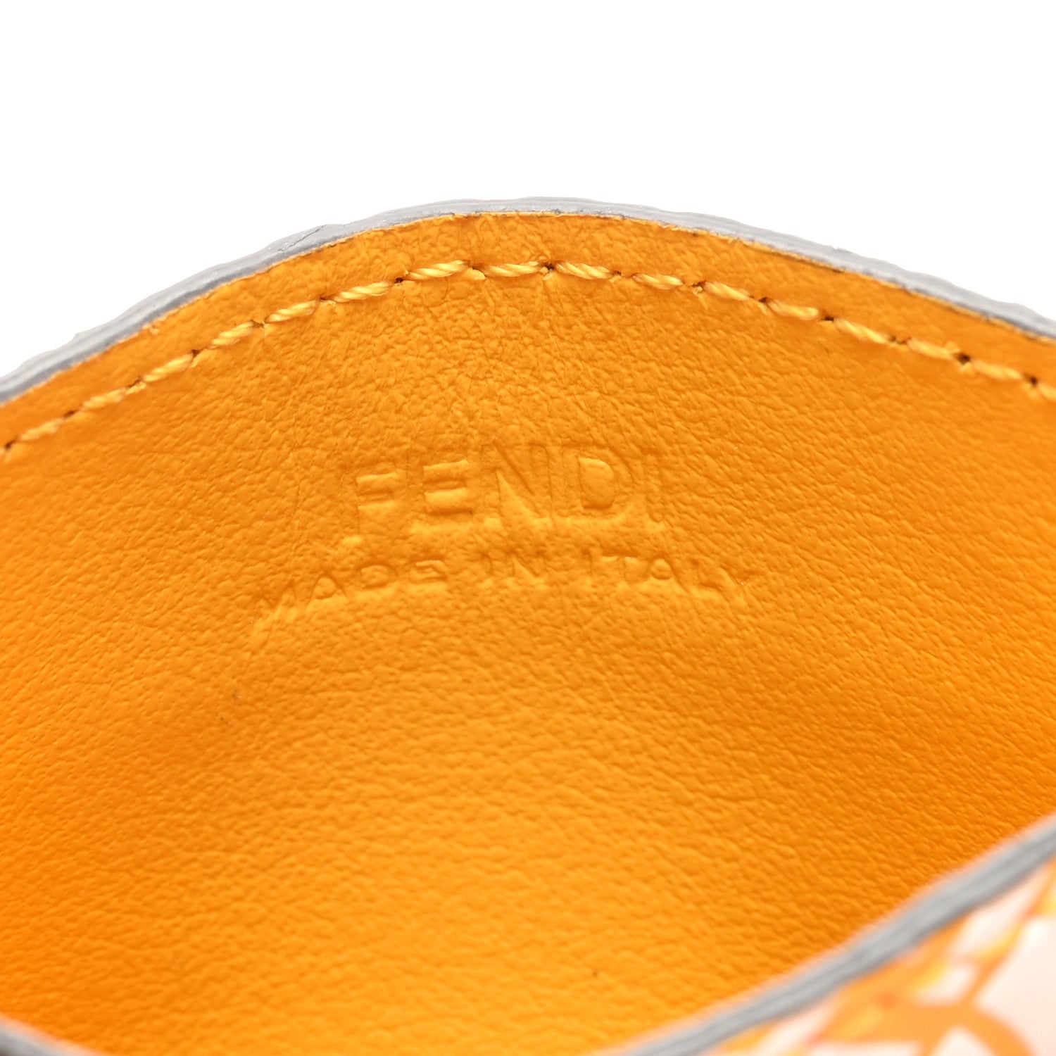 Fendi X SARAH COLEMAN Vitello Liberty Ceylon F is Fendi Micro FF Vertigo Embossed Card Holder Mimosa White 6 of 7