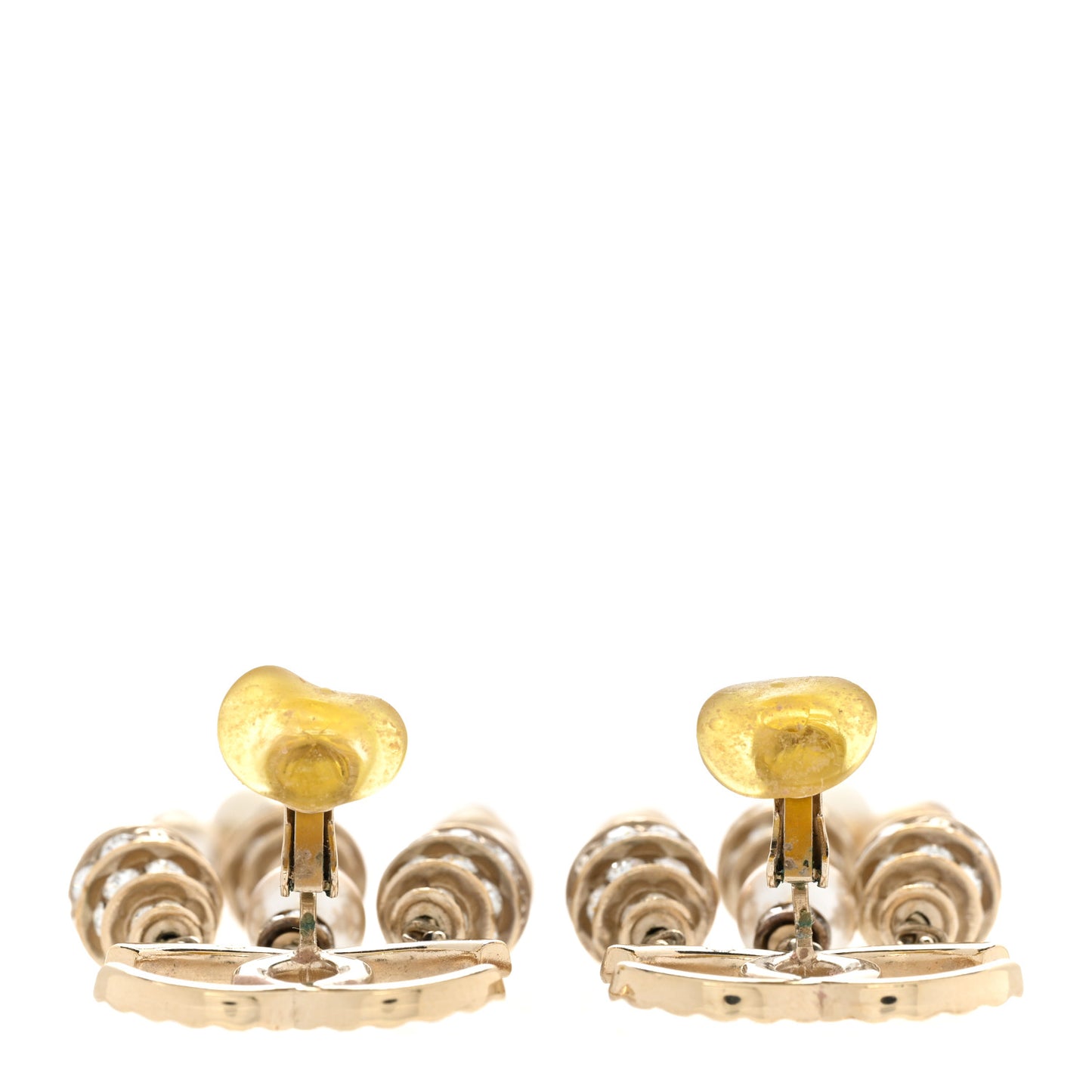 Crystal Pearl CC Chain Drop Earrings