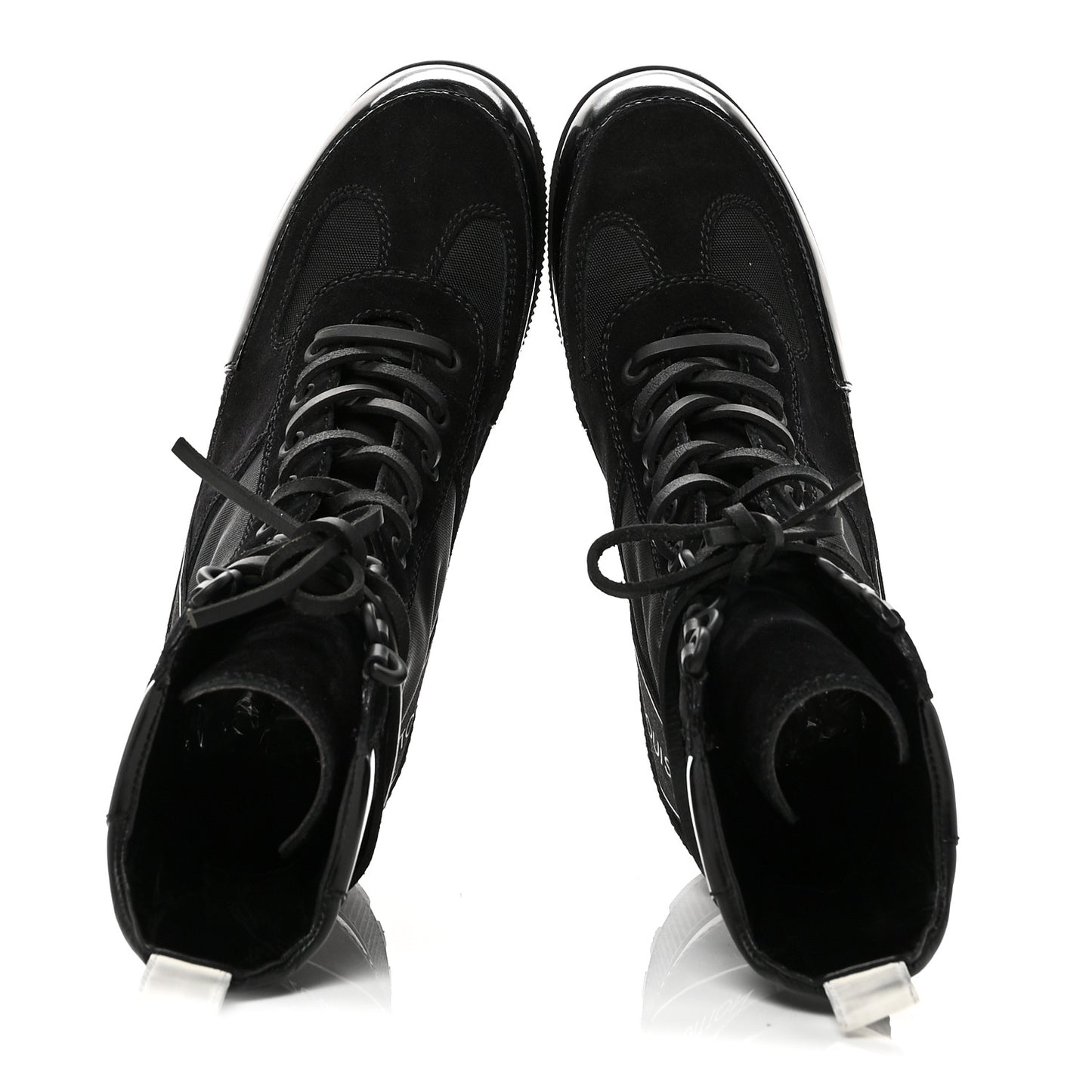 Suede Calfskin Mesh Logo Laureate Platform Desert Boots 37 Black