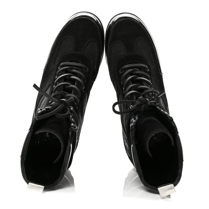 Louis Vuitton Suede Calfskin Mesh Logo Laureate Platform Desert Boots 37 Black 2 of 9