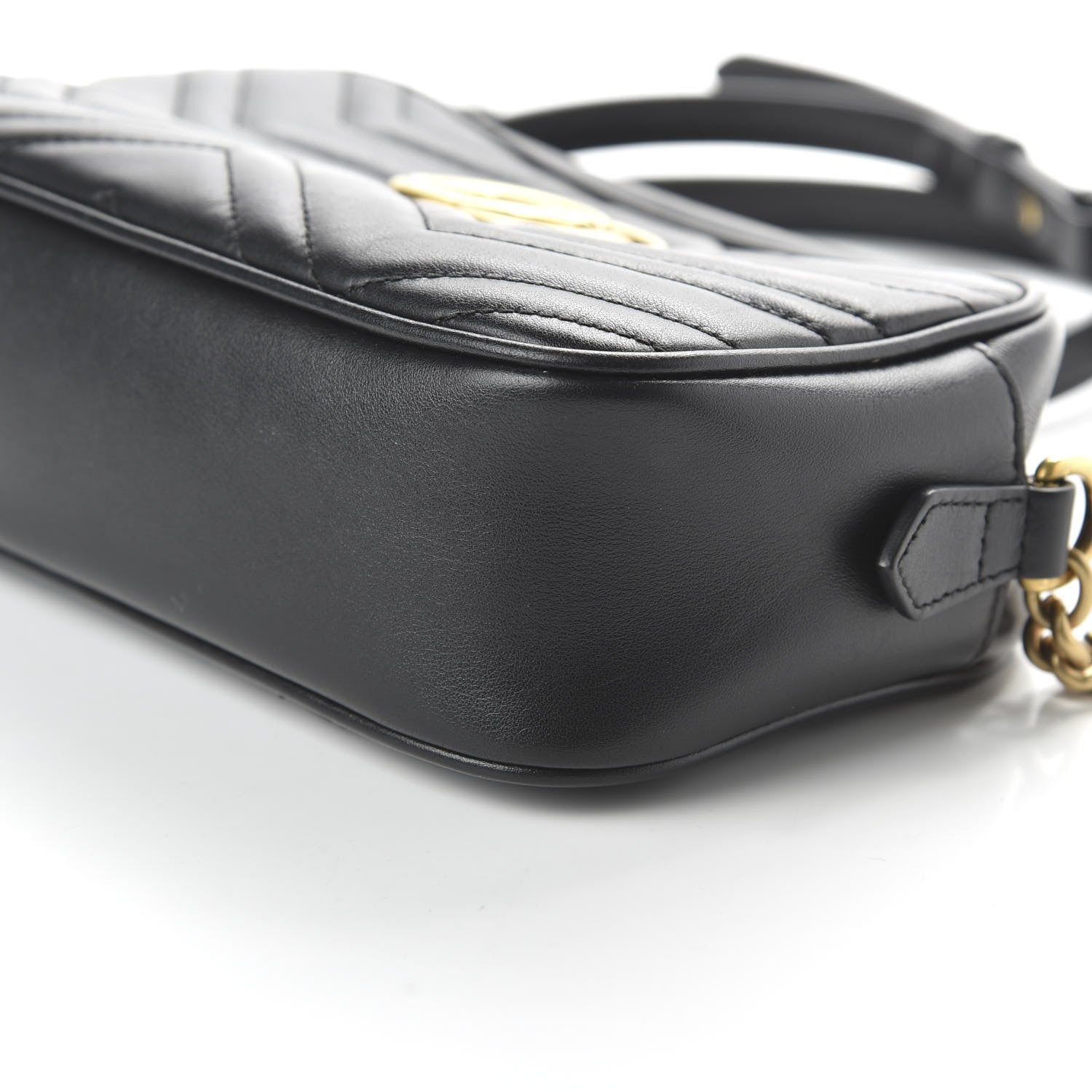 Gucci Calfskin Matelasse Small GG Marmont Chain Shoulder Bag Black 7 of 10