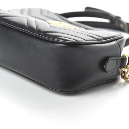 Gucci Calfskin Matelasse Small GG Marmont Chain Shoulder Bag Black 7 of 10