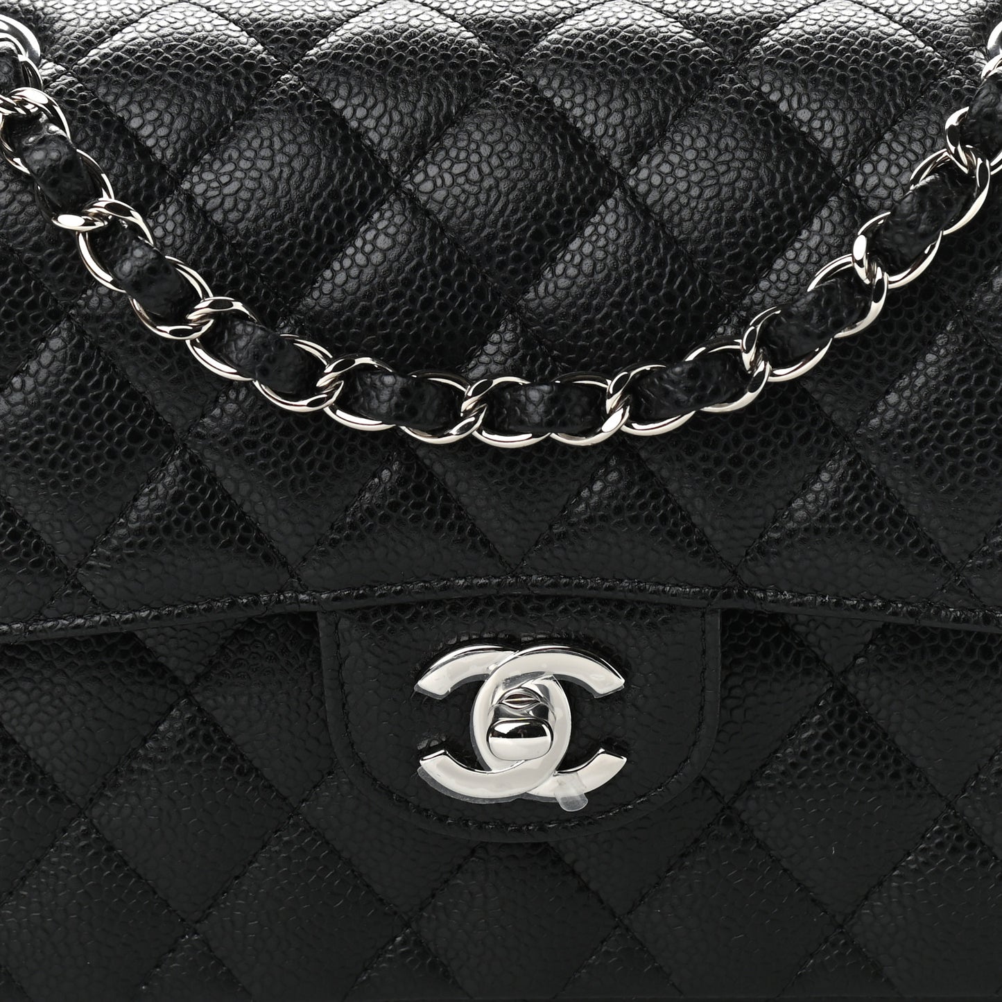 Caviar Quilted Small Double Flap Black