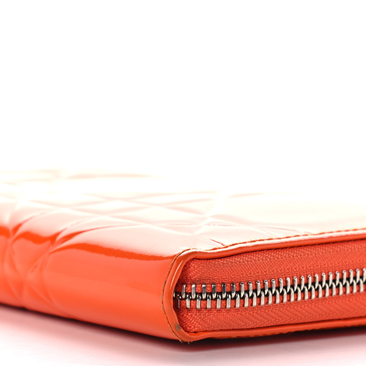 Christian Dior Patent Cannage Zip Around Wallet Orange 9 of 20