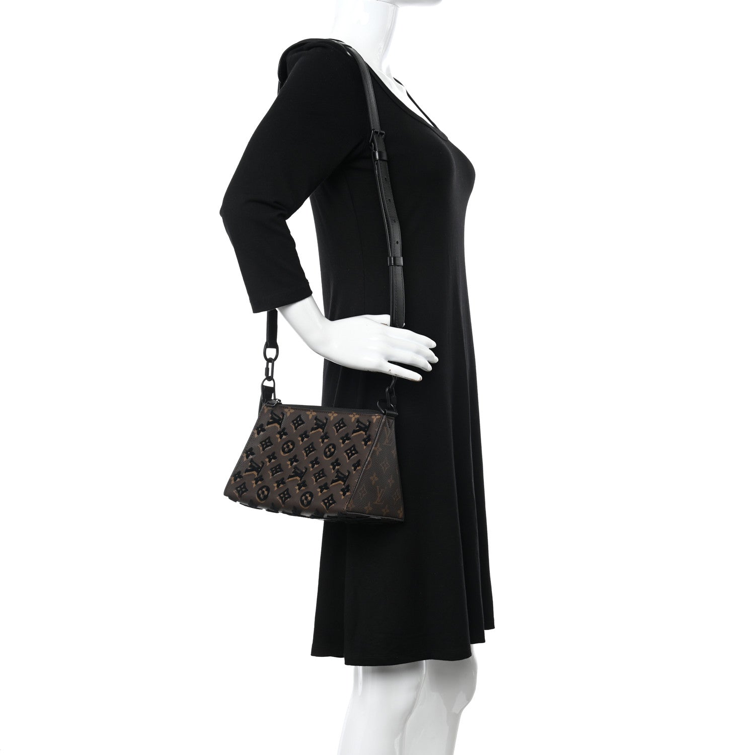 Louis Vuitton Monogram Tuffetage Triangle Messenger Black 2 of 10