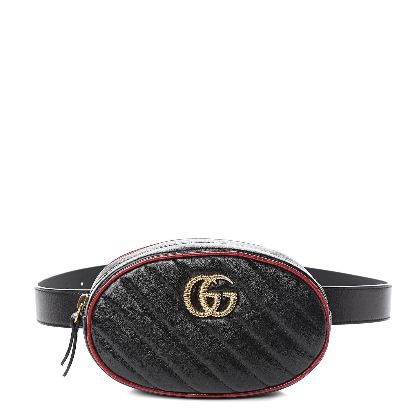 Azalea Calfskin Matelasse Diagonal Torchon GG Marmont Belt Bag 85 34 Black Romantic Cerise