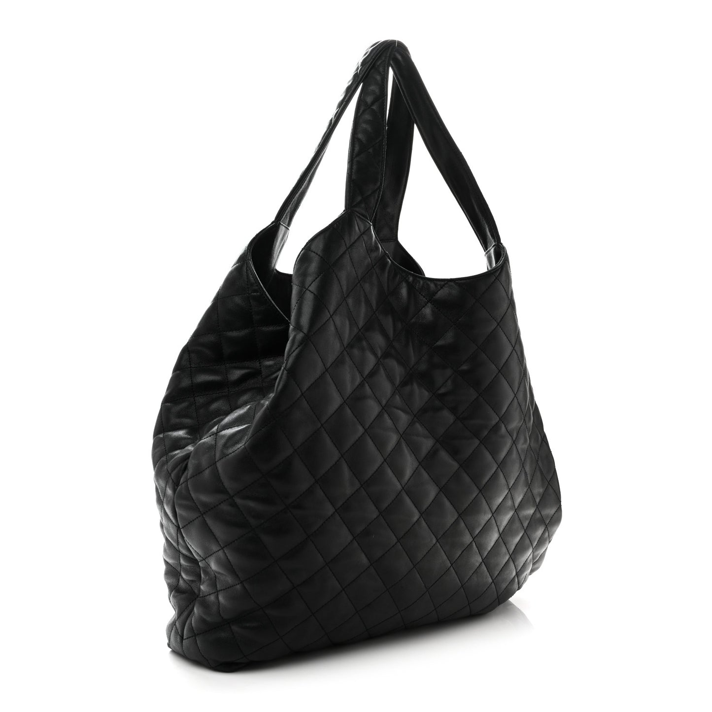 Lambskin Quilted Maxi Icare Shopping Tote Black