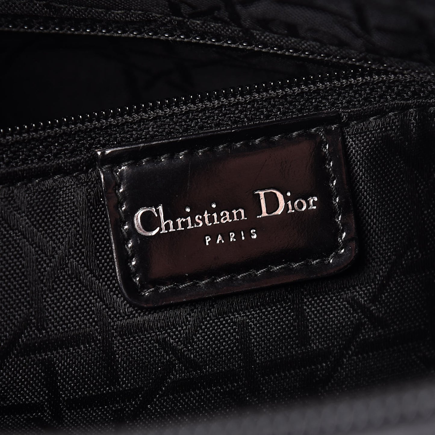 Patent Canvas Large Lady Dior Black