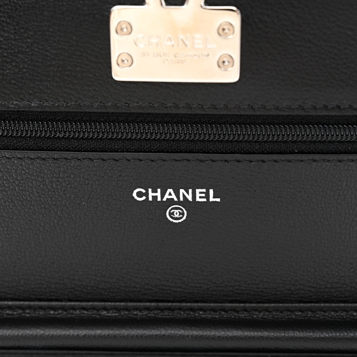 Chanel Grained Calfskin Quilted CC Box Wallet On Chain WOC Black 6 of 13