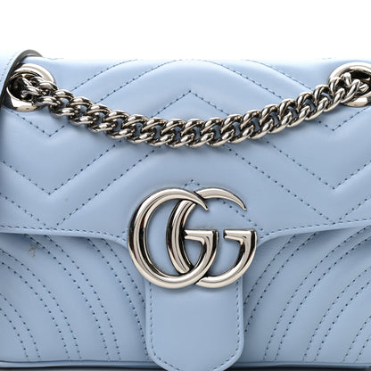 Gucci Calfskin Matelasse Mini GG Marmont Shoulder Bag Porcelain Light Blue 8 of 13