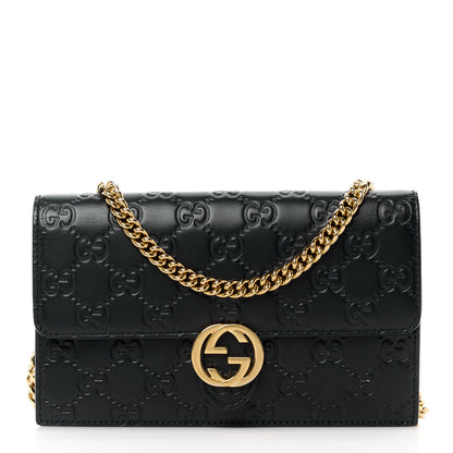 Gucci Guccissima Icon Chain Wallet Black 1 of 12