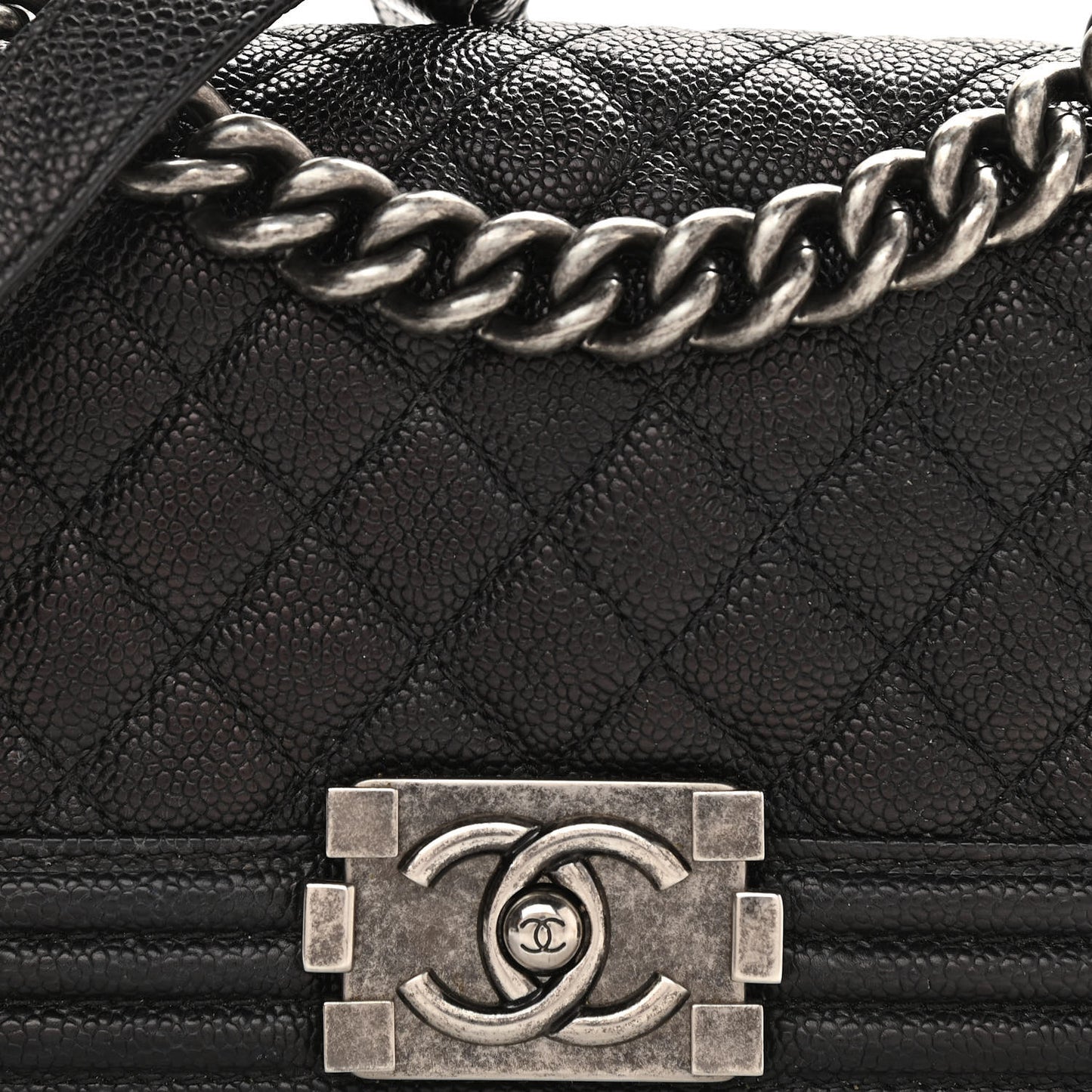 Caviar Quilted Small Boy Flap Black