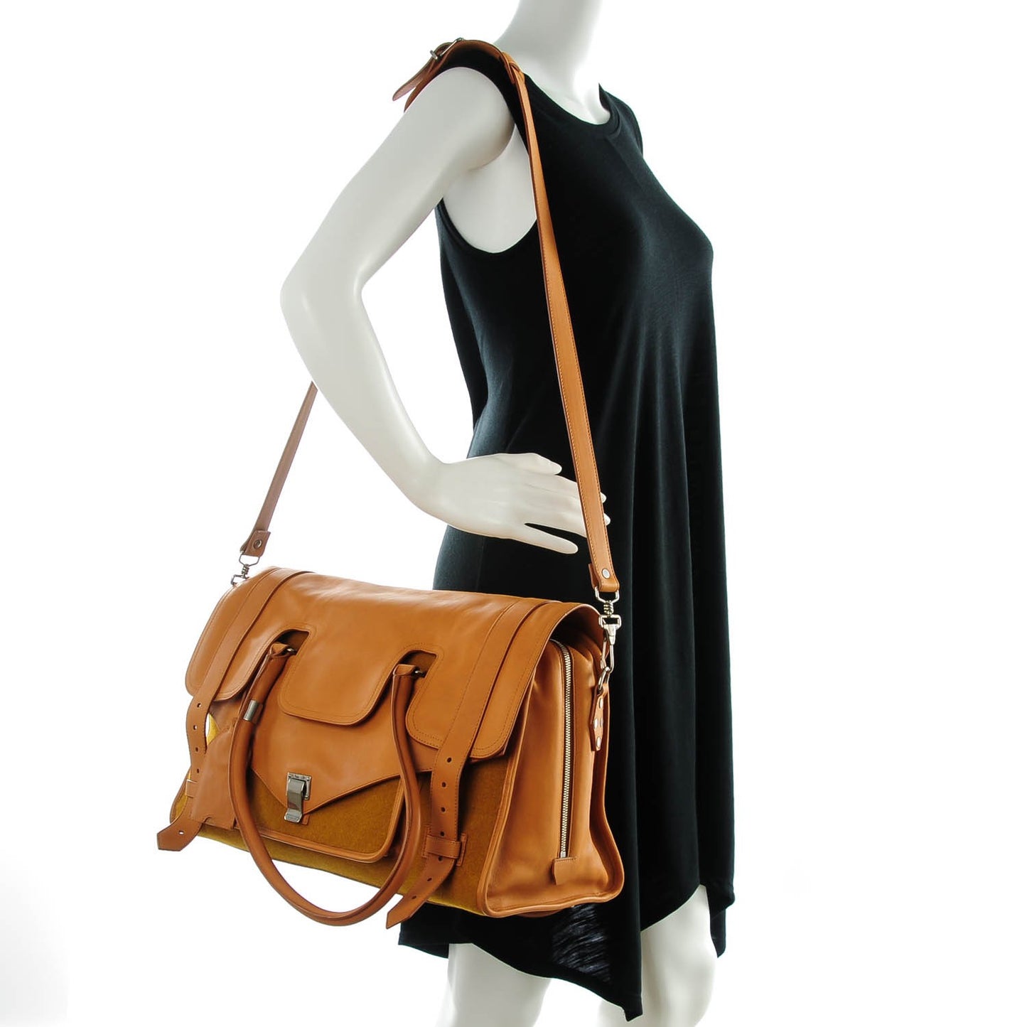 Lambskin Felt Medium PS1 Travel Satchel Camel