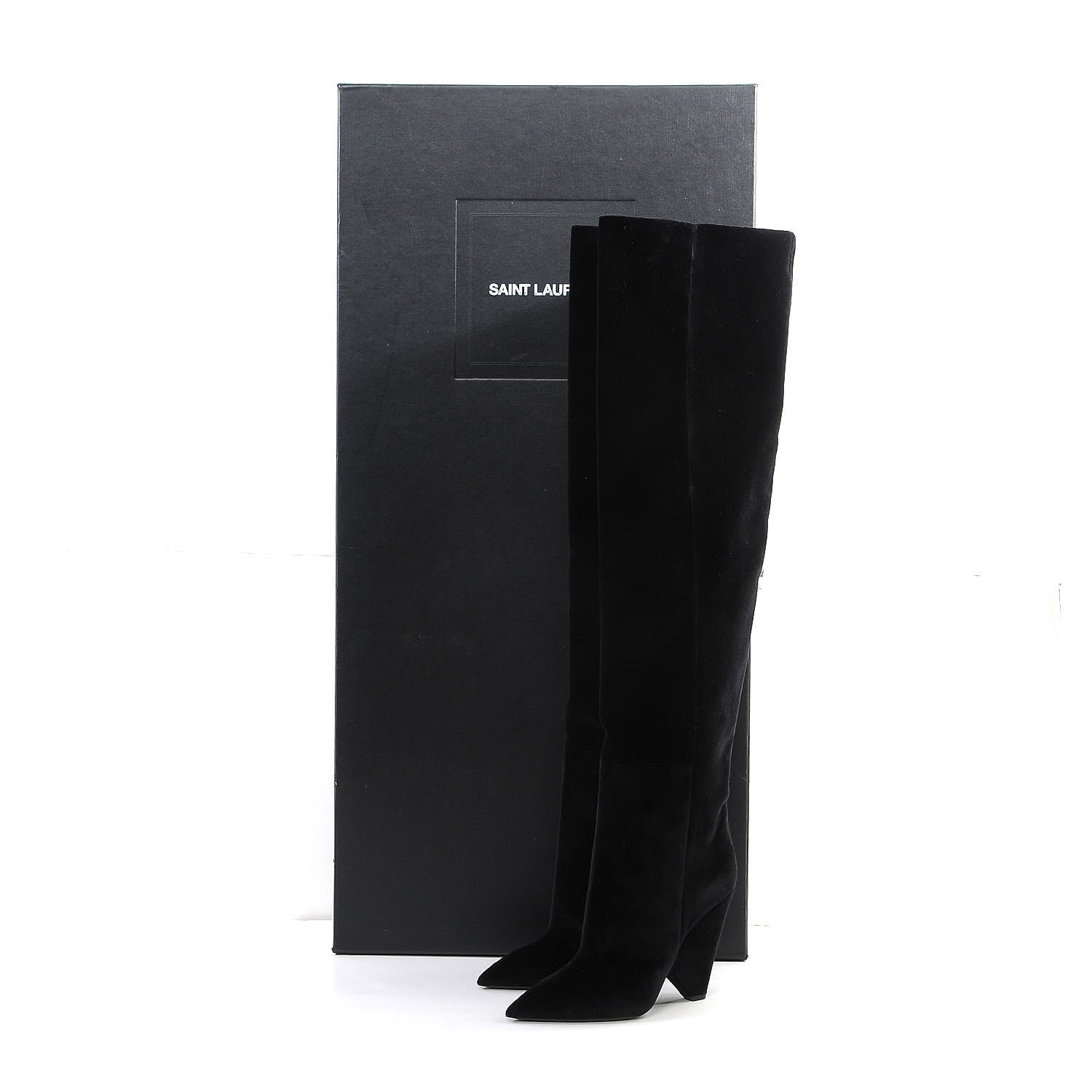 Saint Laurent Velvet Niki 105 Thigh High Boots 39 Black 7 of 7