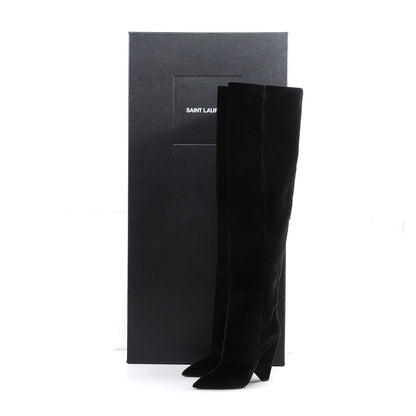 Saint Laurent Velvet Niki 105 Thigh High Boots 39 Black 7 of 7
