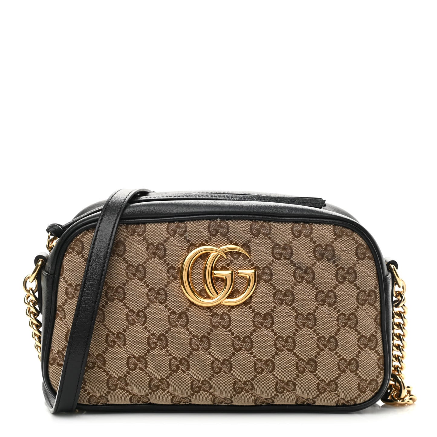 Monogram Matelasse Diagonal Small GG Marmont Chain Shoulder Bag Beige Black