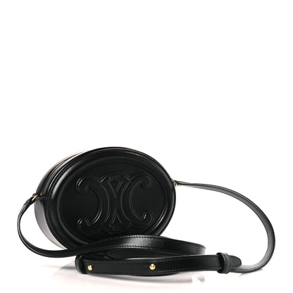 Celine Smooth Calfskin Cuir Small Triomphe Oval Crossbody Purse Black 2 of 8