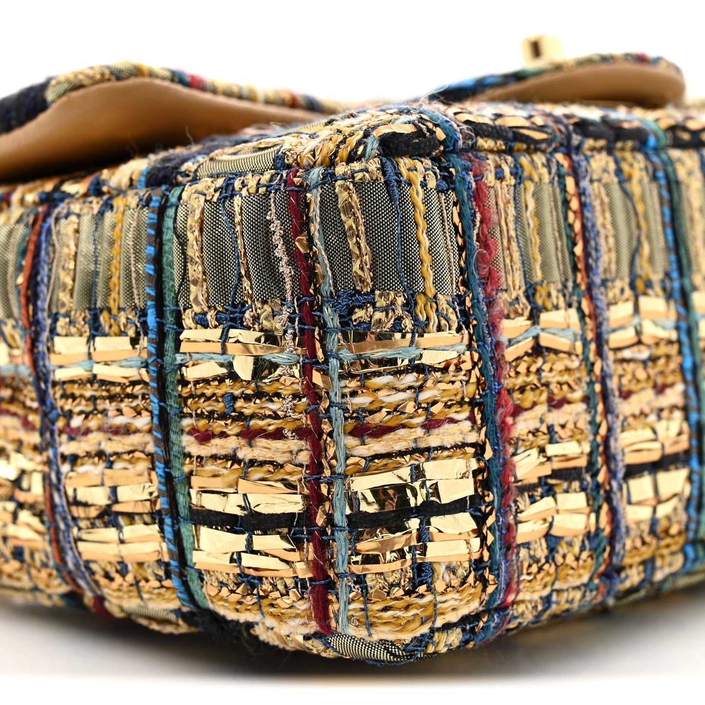 Tweed Quilted Egyptian Mini Rectangular Flap Green Black