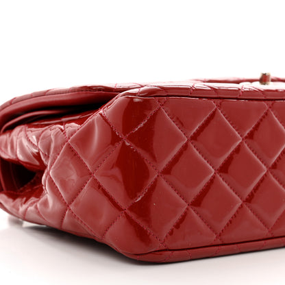 Chanel Patent Quilted Jumbo Double Flap Red 10 of 14