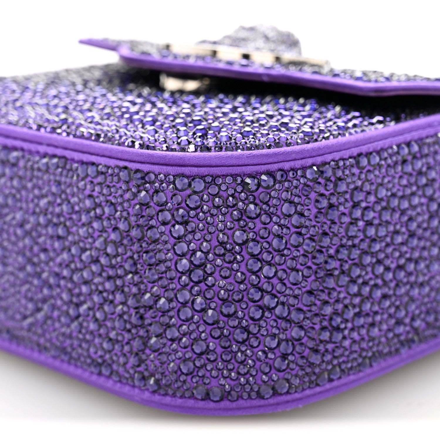 Versace Satin Crystal Studded Mini La Medusa Bag Purple 1780882