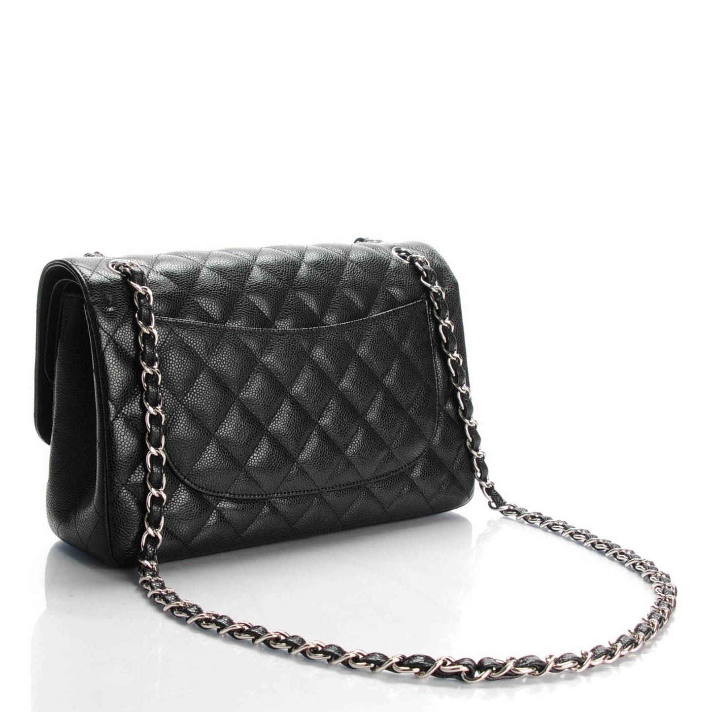 Caviar Quilted Jumbo Double Flap Black