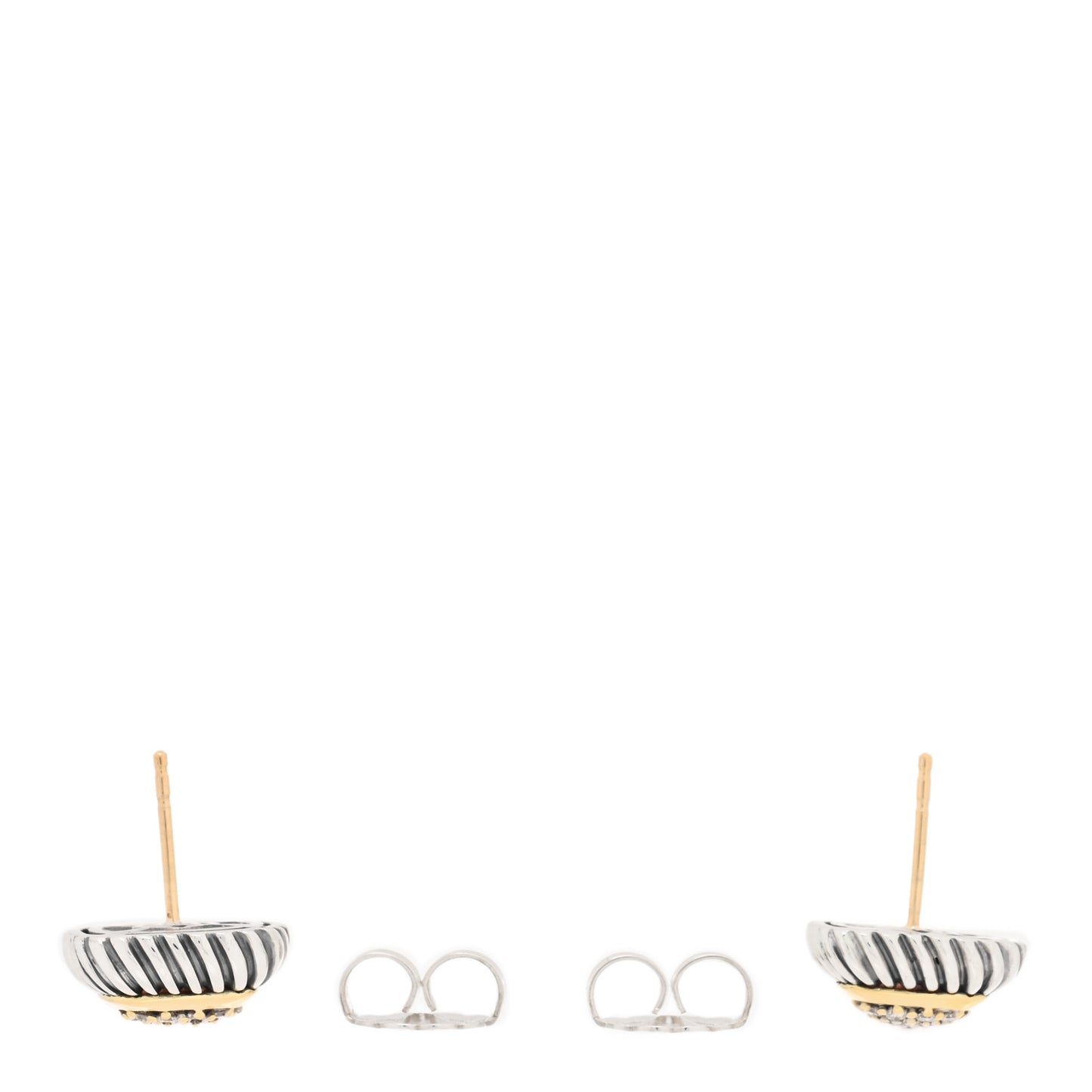 Sterling Silver 18K Yellow Gold Diamond 7mm Albion Earrings