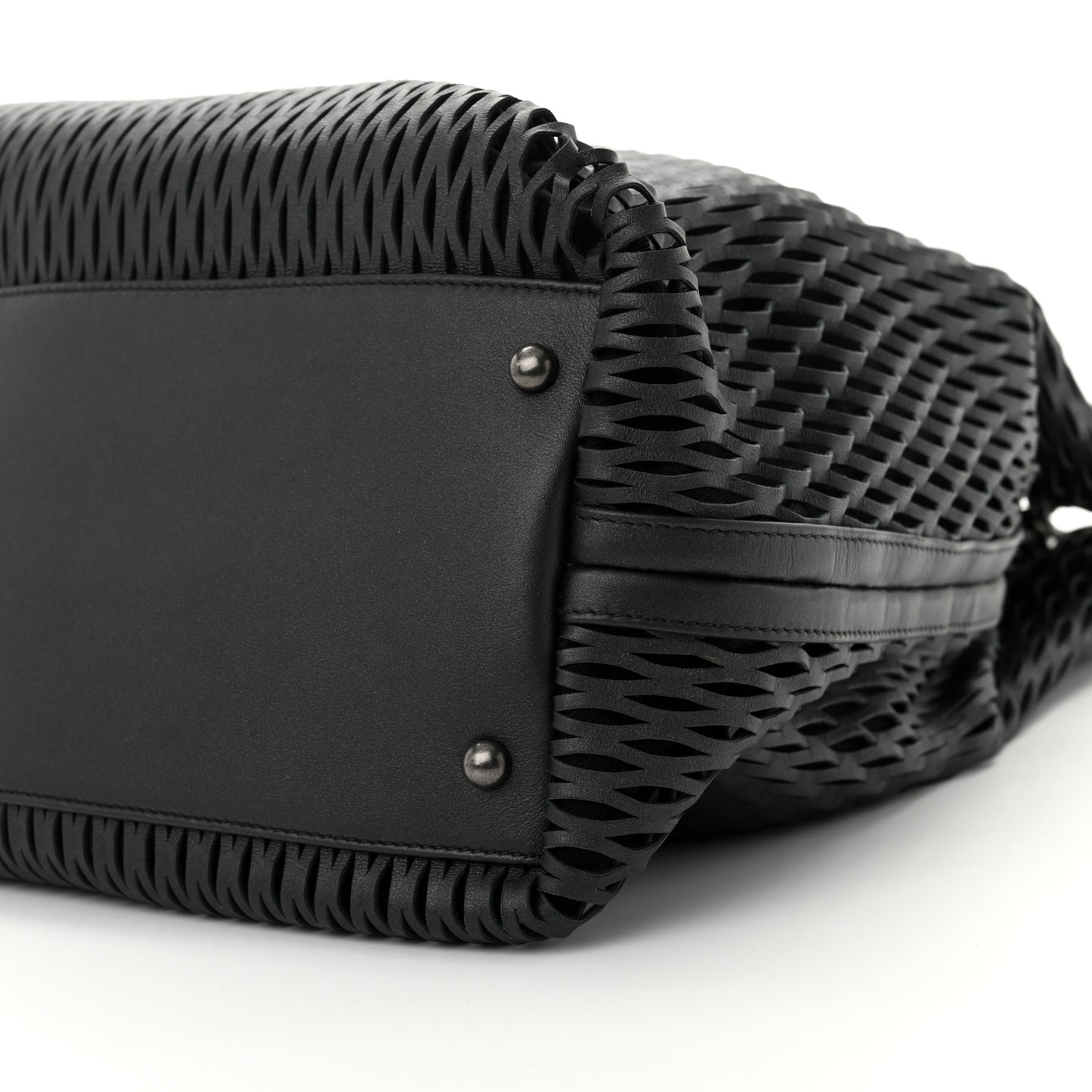 Calfskin Laser Cut Perforated CC Tote Black