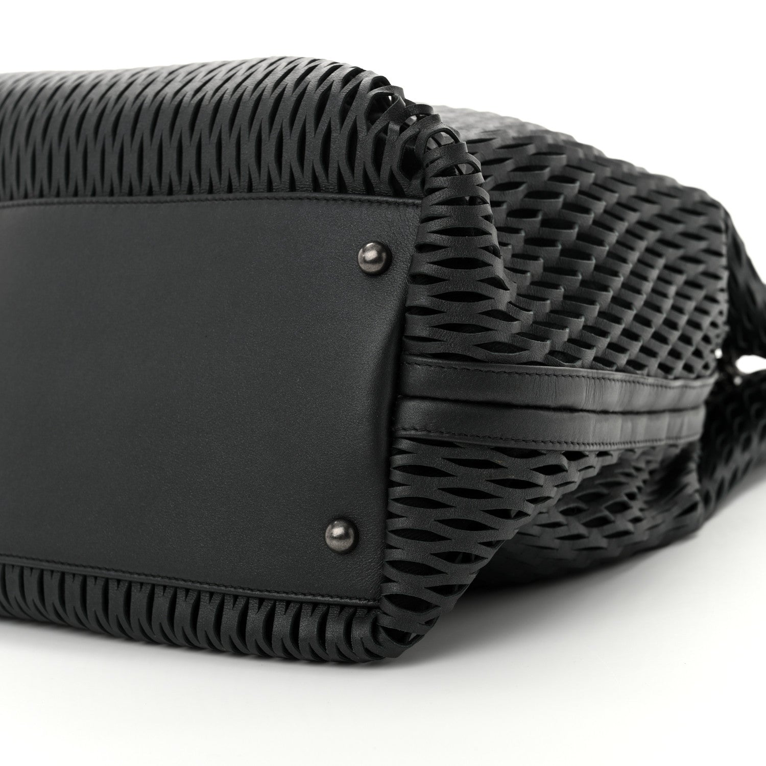 Chanel Calfskin Laser Cut Perforated CC Tote Black 10 of 10