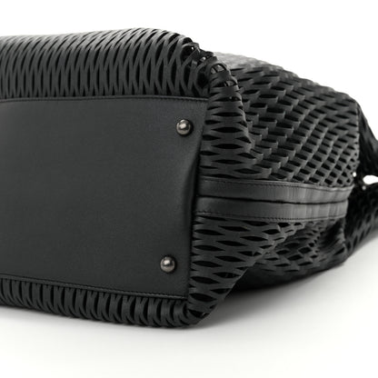 Chanel Calfskin Laser Cut Perforated CC Tote Black 10 of 10