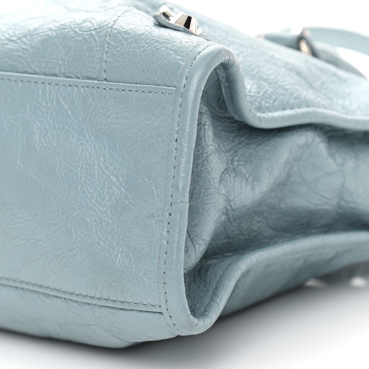 Agneau Classic Silver Hardware S City Bleu Gris