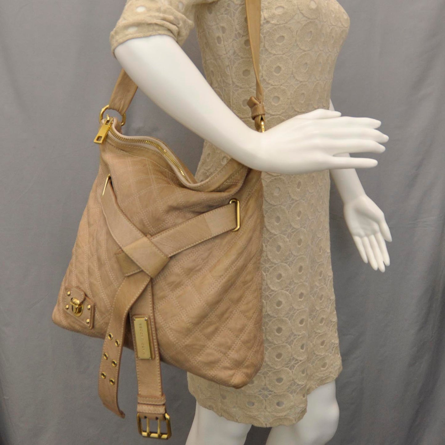 Quilted Leather Messenger Sand