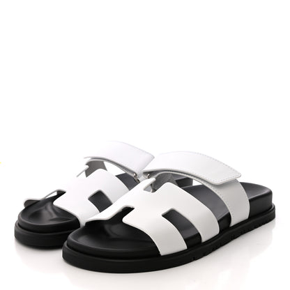 Hermes Calfskin Womens Chypre Sandals 37 White 3 of 9