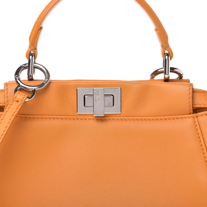 Fendi Nappa Mini Peekaboo Iconic Satchel Giallo Syrup 10 of 14