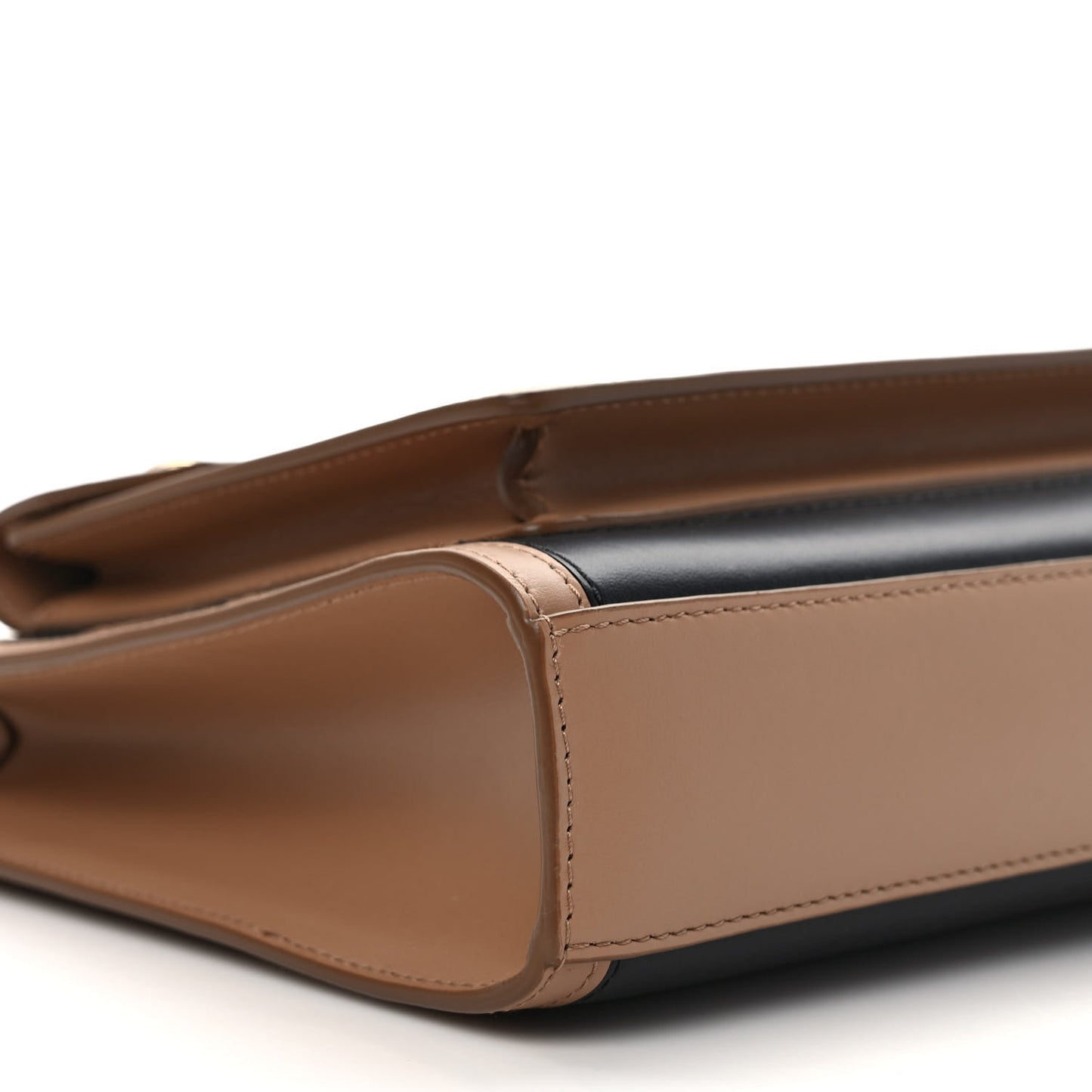 Smooth Calfskin Striped Mini Pocket Bag Camel