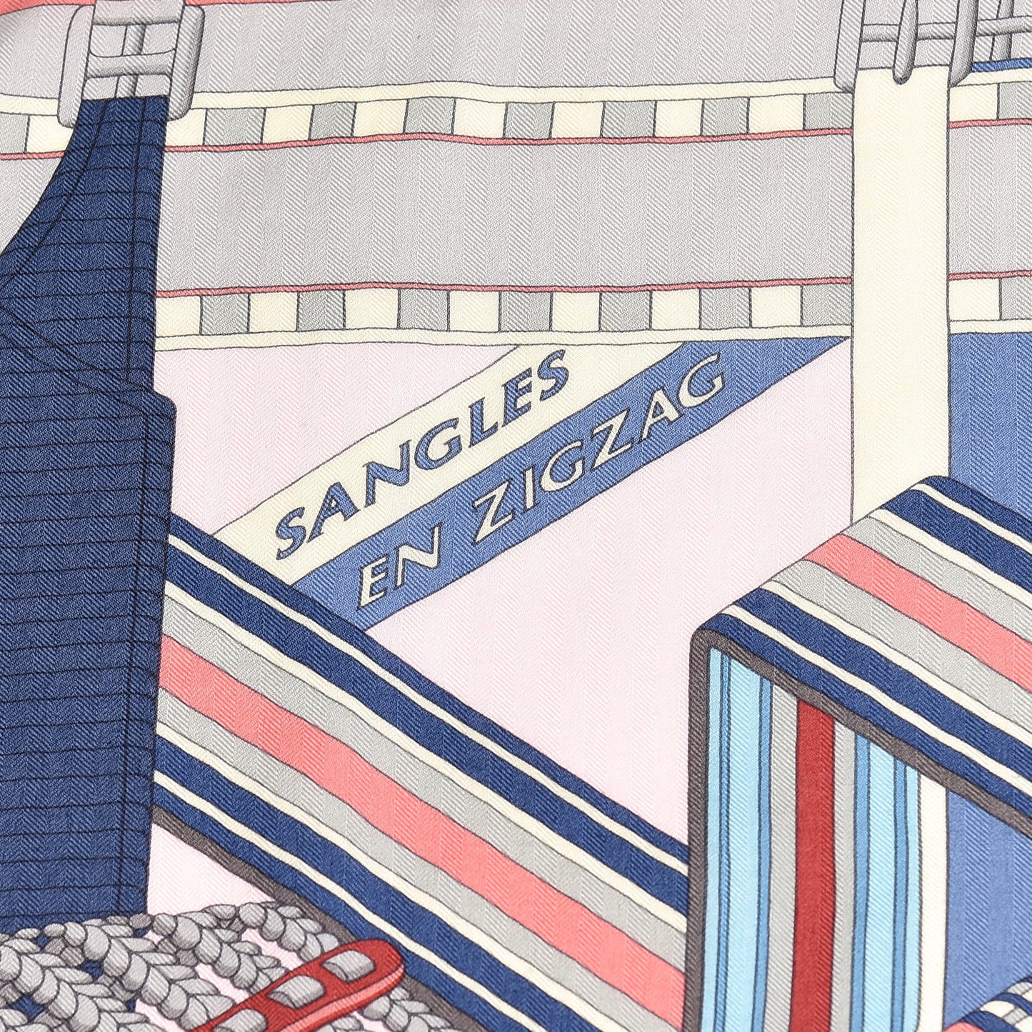 Cashmere Silk Sangles En Zigzag Shawl 140 Rose Nacre Bleu Brique