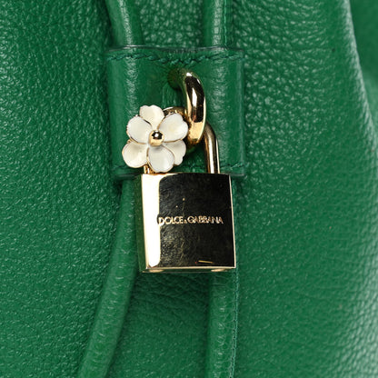 Dolce & Gabbana Drummed Calfskin Claudia Drawstring Bucket Shoulder Bag Green 7 of 13