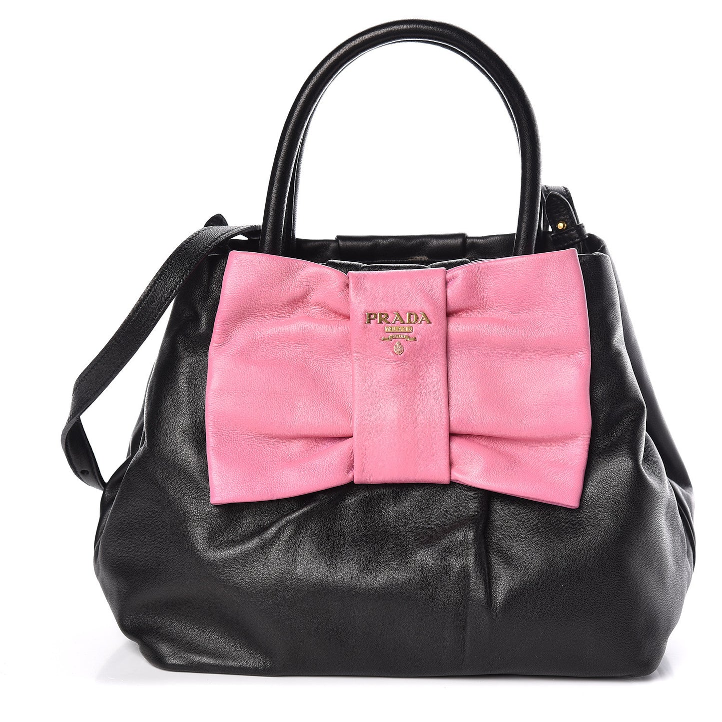 Nappa Fiocco Bow Satchel Black Geranio